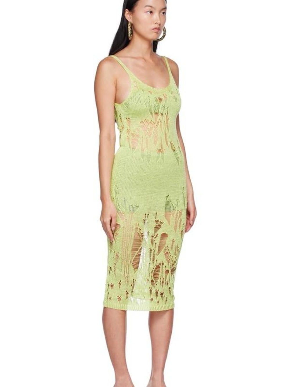 Paloma Wool Atals Open-Knit Distressed Midi Dress